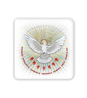 Quadretto in legno per la Cresima con lo Spirito Santo e i Sette Doni e scatola regalo