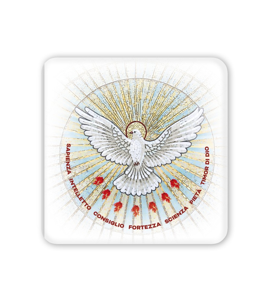 Quadretto in legno per la Cresima con lo Spirito Santo e i Sette Doni e scatola regalo Quadretto in legno per la Cresima con lo Spirito Santo e i Sette Doni e scatola regalo