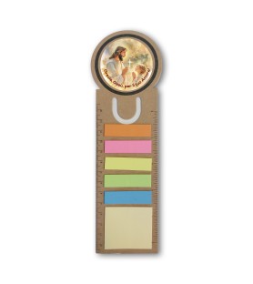 Segnalibro notepad con segnapagine adesivo e righello raffigurante Gesù che prega con un bambino