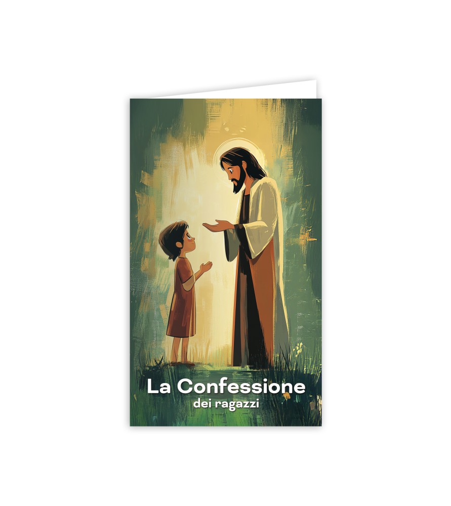 Biglietto per la Confessione con Gesù che accoglie un bambino Biglietto per la Confessione con Gesù che accoglie un bambino