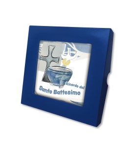 Piastrella con simbologia eucaristica del Battesimo 10 x 10 cm in scatola regalo