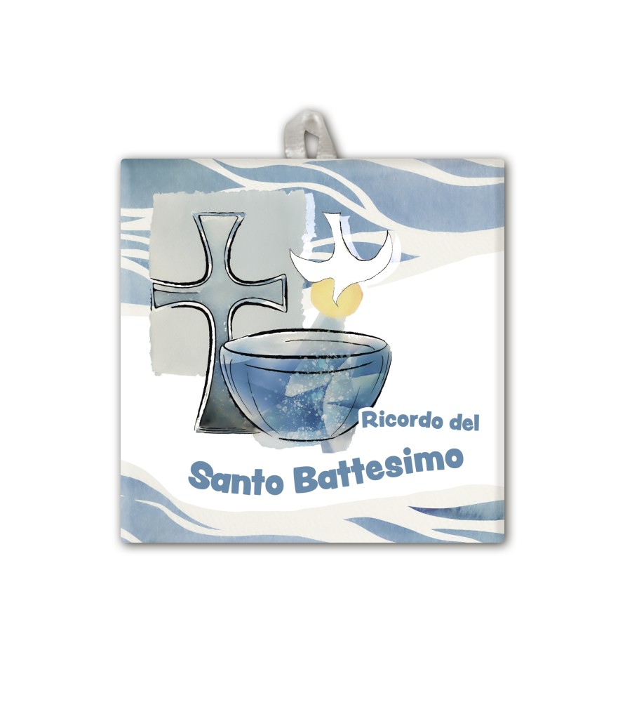 Piastrella con simbologia eucaristica del Battesimo 10 x 10 cm Piastrella con simbologia eucaristica del Battesimo 10 x 10 cm