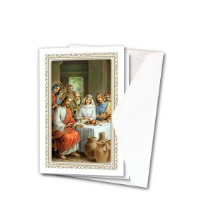 Biglietto in cartoncino con oro a caldo raffigurante le Nozze di Cana