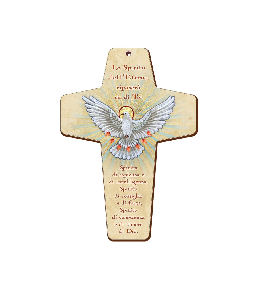 Croce in MDF con la raffigurazione dello Spirito Santo Croce in MDF con la raffigurazione dello Spirito Santo