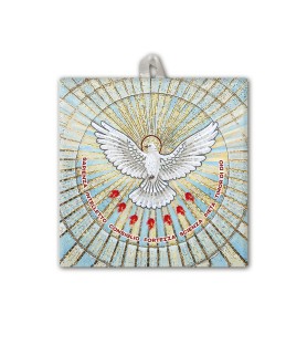 Piastrella con simbologia eucaristica di Cresima 10 x 10 cm in scatola regalo