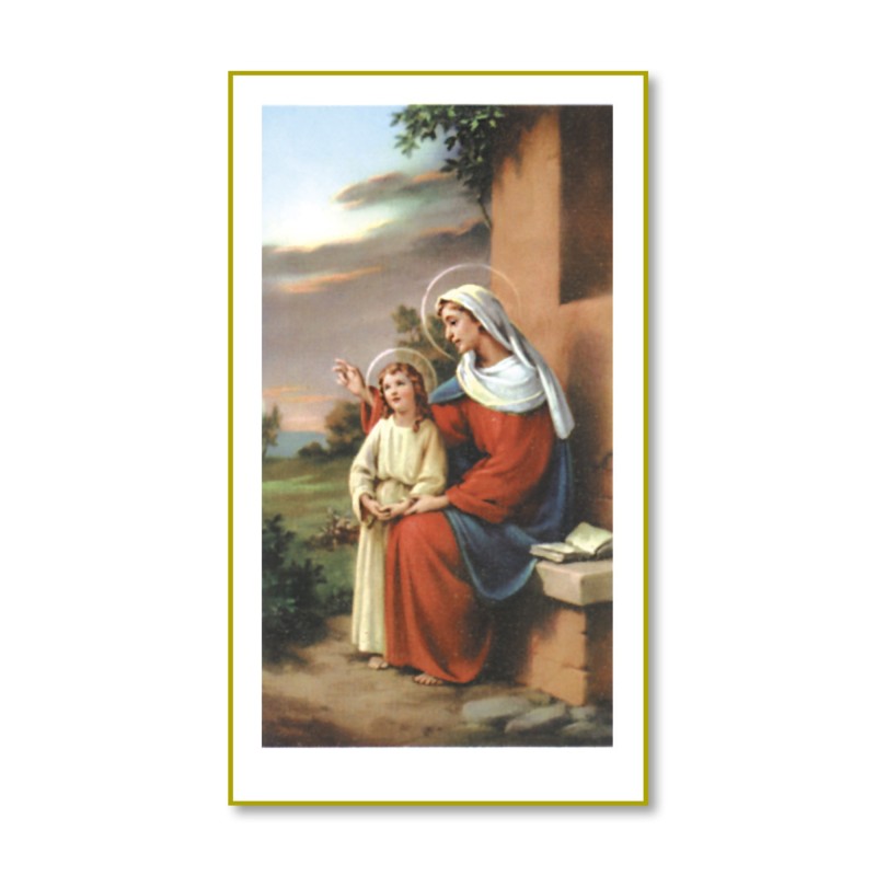 Santino con cornice bianca e bordino dorato di Sant'Anna Santino con cornice bianca e bordino dorato di Sant'Anna
