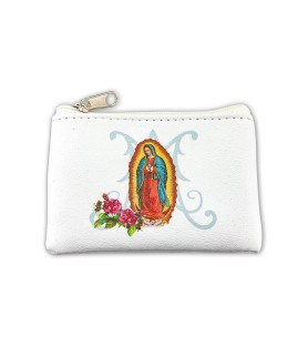 Pochette porta rosario con l'immagine della Madonna di Guadalupe