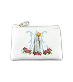 Pochette porta rosario con l'immagine della Madonna di Fatima