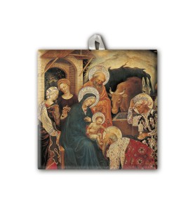 Piastrella con Adorazione dei Magi di Gentile da Fabriano 10 x 10 cm