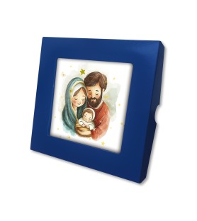 Piastrella con Sacra Famiglia in versione acquerello 10 x 10 cm in scatola regalo