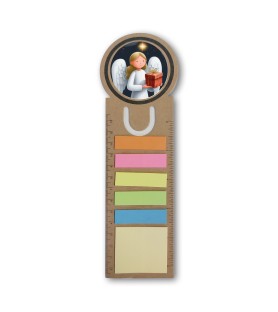 Segnalibro notepad con segnapagine adesivo e righello raffigurante l'angioletto di De Chirico