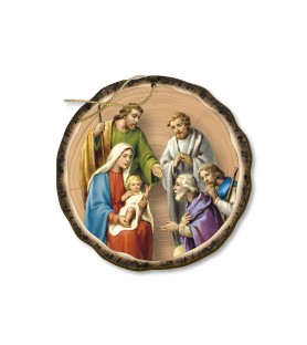 Decorazioni natalizie assortite stampate direttamente su legno con Natività Bonelliana