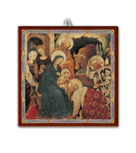 Piastrella 20x20 cm con Adorazione dei Magi di Gentile da Fabriano in scatola regalo