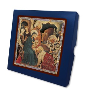 Piastrella 20x20 cm con Adorazione dei Magi di Gentile da Fabriano in scatola regalo
