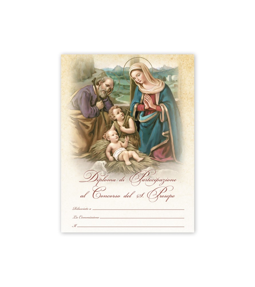 Diploma in carta pergamena per la partecipazione al concorso del Santo Presepe Diploma in carta pergamena per la partecipazione al concorso del Santo Presepe