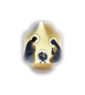 Soprammobile magnetico sagomato in resina porcellanata con Sacra Famiglia in versione stilizzata