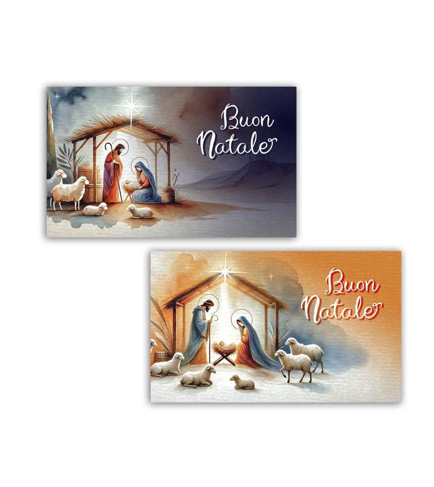 Cartoncini auguri natalizi tradizionali con busta in carta martellata Cartoncini auguri natalizi tradizionali con busta in carta martellata