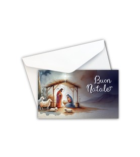 Cartoncini auguri natalizi tradizionali con busta in carta martellata