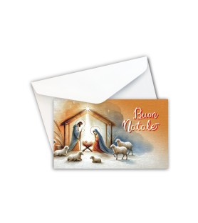 Cartoncini auguri natalizi tradizionali con busta in carta martellata