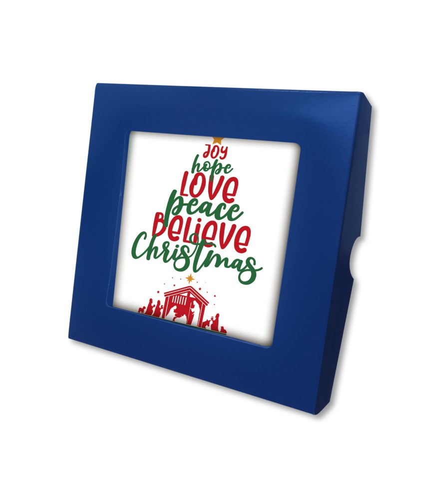 Piastrella con albero e script grafico 10 x 10 cm in scatola regalo