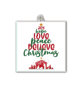 Piastrella con albero e script grafico 10 x 10 cm