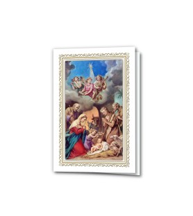 Biglietto in cartoncino con oro a caldo raffigurante la Sacra Famiglia in versione classica