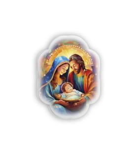 Soprammobile magnetico sagomato in resina porcellanata con Sacra Famiglia