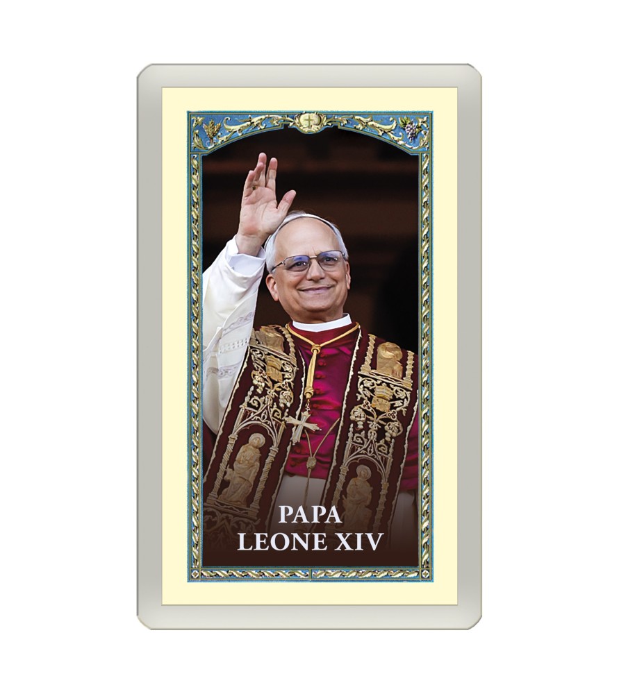 Santino Plastificato Papa Leone XIV con preghiera a colori Santino Plastificato Papa Leone XIV con preghiera a colori