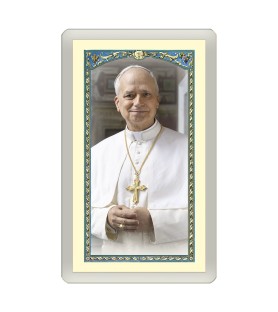 Santino Plastificato Papa Leone XIV con preghiera a colori