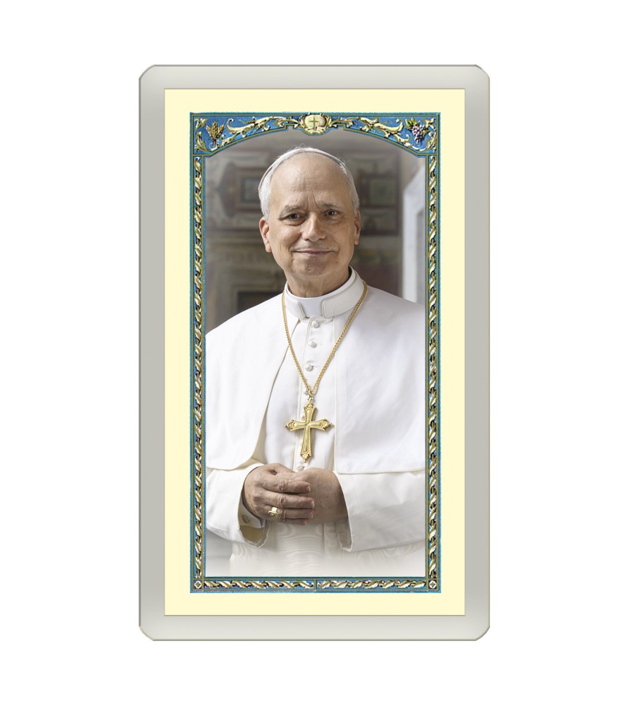 Santino Plastificato Papa Leone XIV con preghiera a colori Santino Plastificato Papa Leone XIV con preghiera a colori