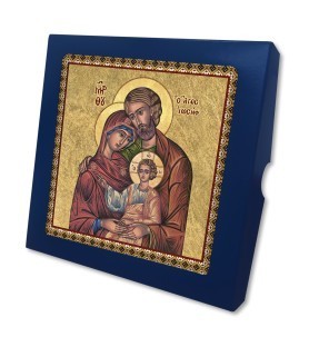 Piastrella Icona Sacra Famiglia 20x20 cm in scatola regalo