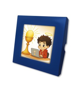 Piastrella con raffigurazione Carlo Acutis f.to 10 x 10 cm con scatola regalo