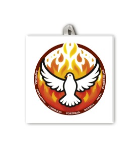 Piastrella con raffigurazione della colomba dello Spirito Santo f.to 10 x 10 cm con scatola regalo