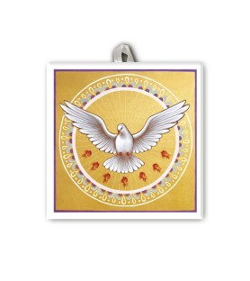 Piastrella con raffigurazione della colomba dello Spirito Santo f.to 10 x 10 cm