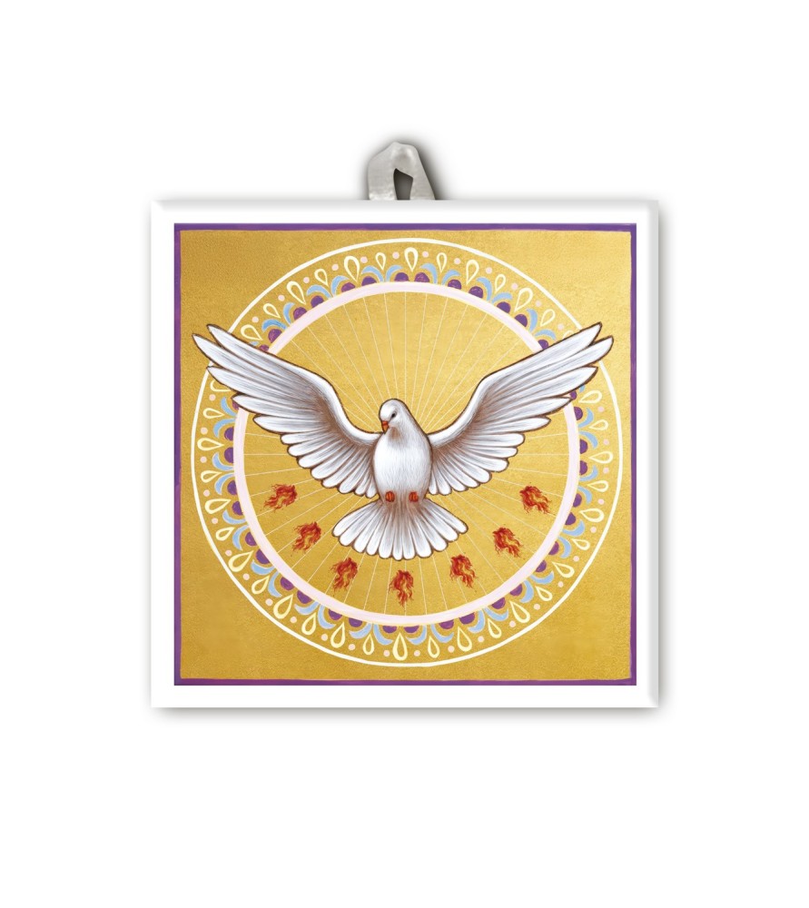 Piastrella con raffigurazione della colomba dello Spirito Santo f.to 10 x 10 cm