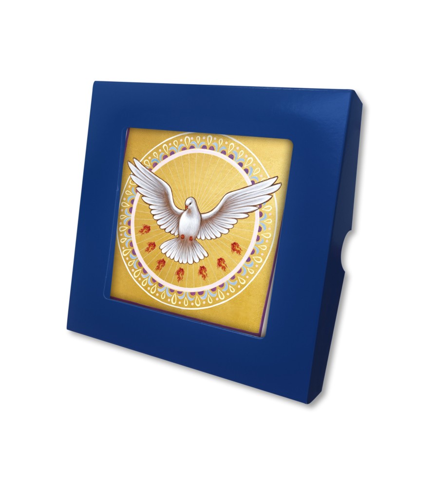 Piastrella con raffigurazione della colomba dello Spirito Santo f.to 10 x 10 cm con scatola regalo