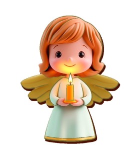 Magnete sagomato in MDF con oro digitale raffigurante un angioletto