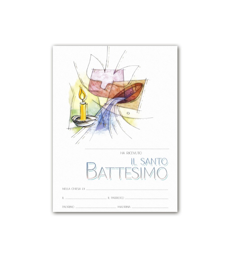 Diploma in carta pergamena per il ricevimento del Battesimo
