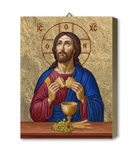 Tavola lignea raffigurante Gesù nell'atto di spezzare il pane