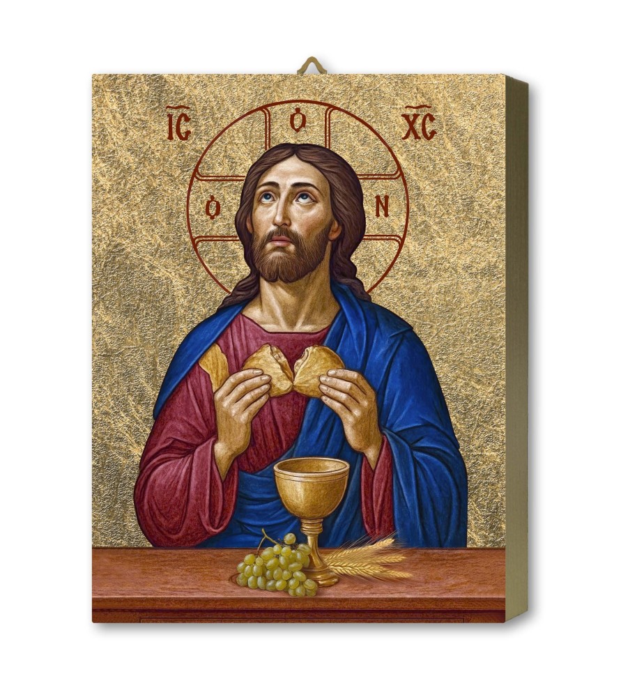 Tavola lignea raffigurante Gesù nell'atto di spezzare il pane