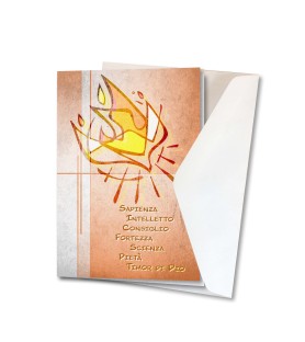 Biglietto con simbologia di Cresima in carta perlata con busta