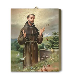 Tavola lignea raffigurante San Francesco f.to 18,5 x 25 cm