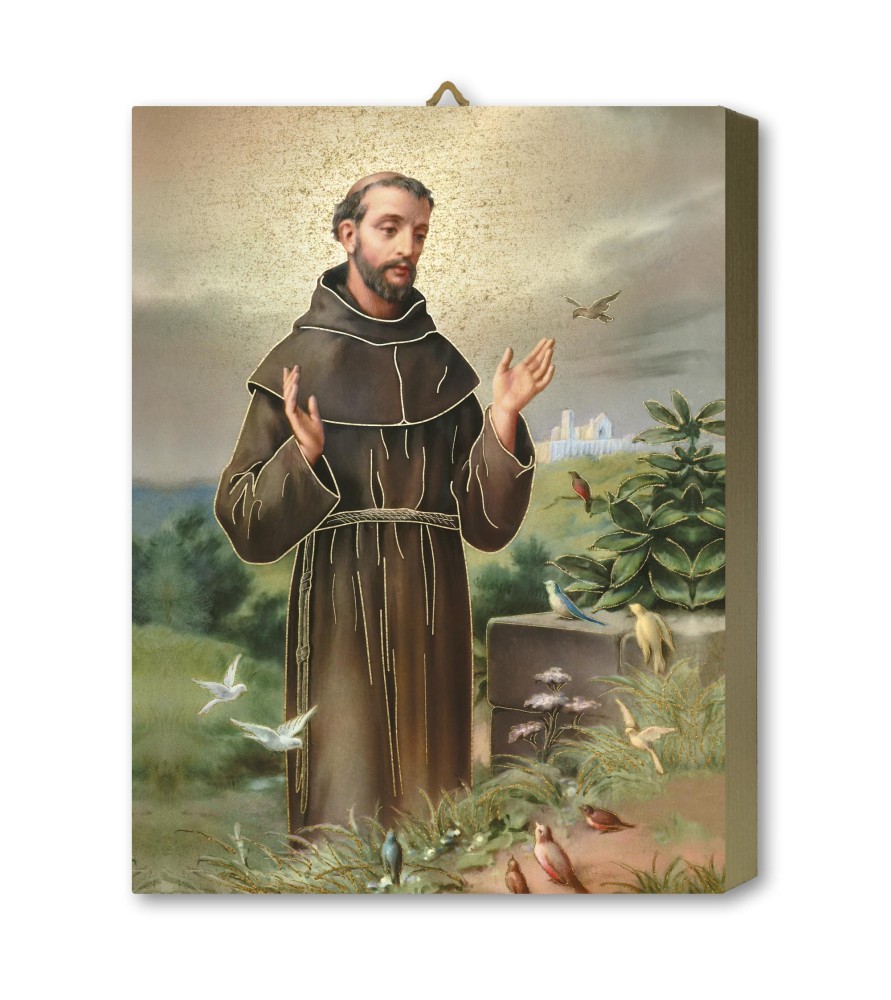 Tavola lignea raffigurante San Francesco f.to 18,5 x 25 cm