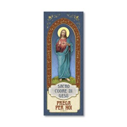 Segnalibro con cornice in oro a caldo del Sacro Cuore di Gesù con preghiera a retro