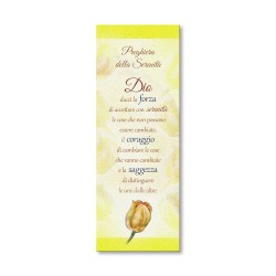 Segnalibro in pregiato cartoncino perlato con illustrazione floreale e la preghiera della Serenità