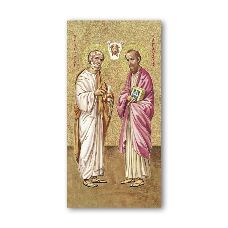 Segnalibro con oro a caldo dell'icona dei Santi Pietro e Paolo Segnalibro con oro a caldo dell'icona dei Santi Pietro e Paolo