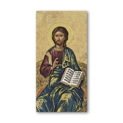 Segnalibro con oro a caldo dell'icona di Gesù Pantocratore con libro aperto