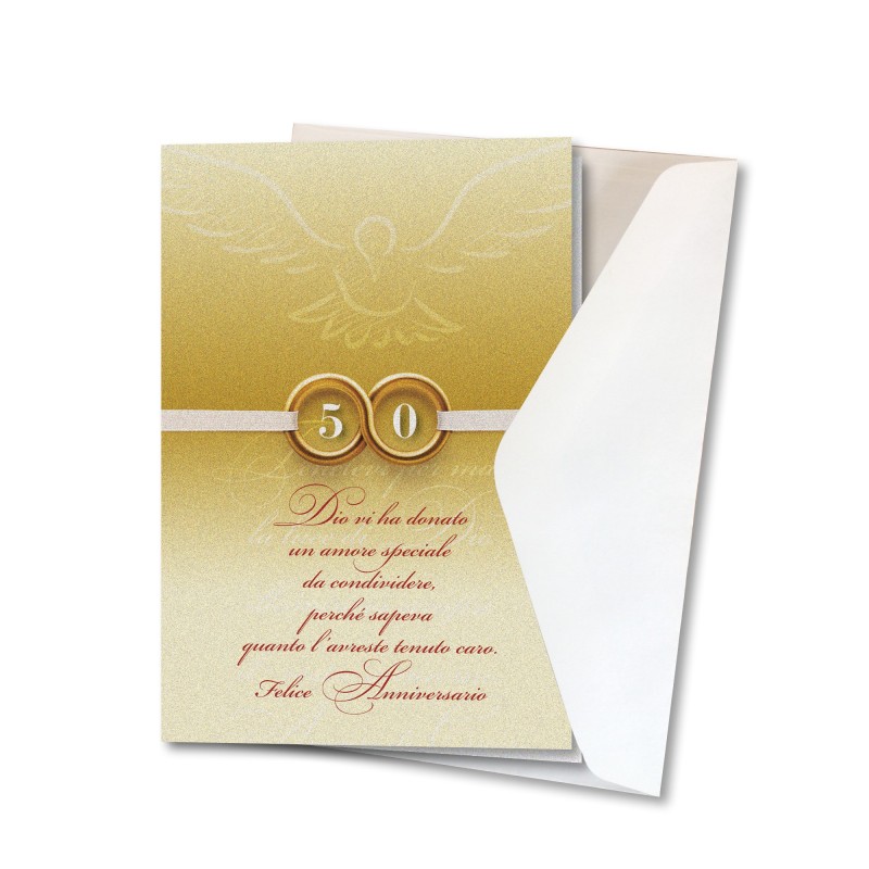 Biglietto per il 50° anniversario di nozze in carta perlata con busta Biglietto per il 50° anniversario di nozze in carta perlata con busta