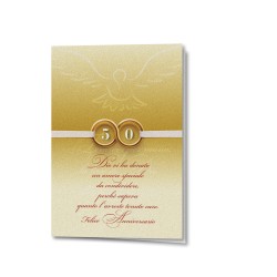 Biglietto per il 50° anniversario di nozze in carta perlata con busta