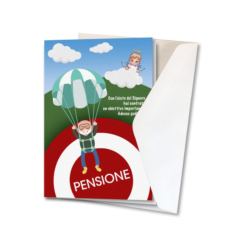 Biglietto di auguri di pensionamento uomo in carta perlata con busta Biglietto di auguri di pensionamento uomo in carta perlata con busta